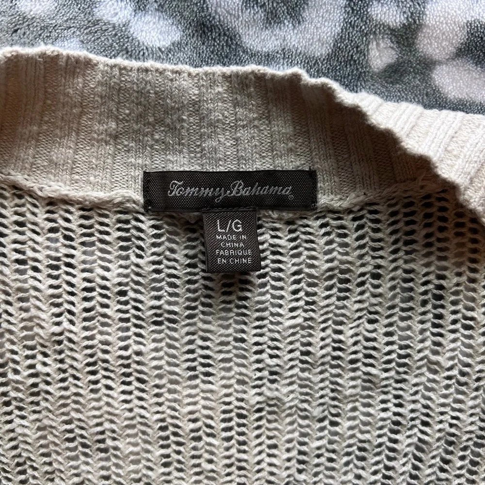 Tommy Bahama Neutral Coastal Beachy Open Knit Long Cardigan L - Picture 6 of 9